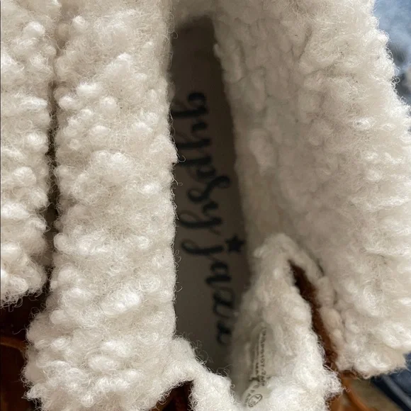 Gypsy Jazz Brown Ankle Boots with White Fur Lining - Picture 3 of 14